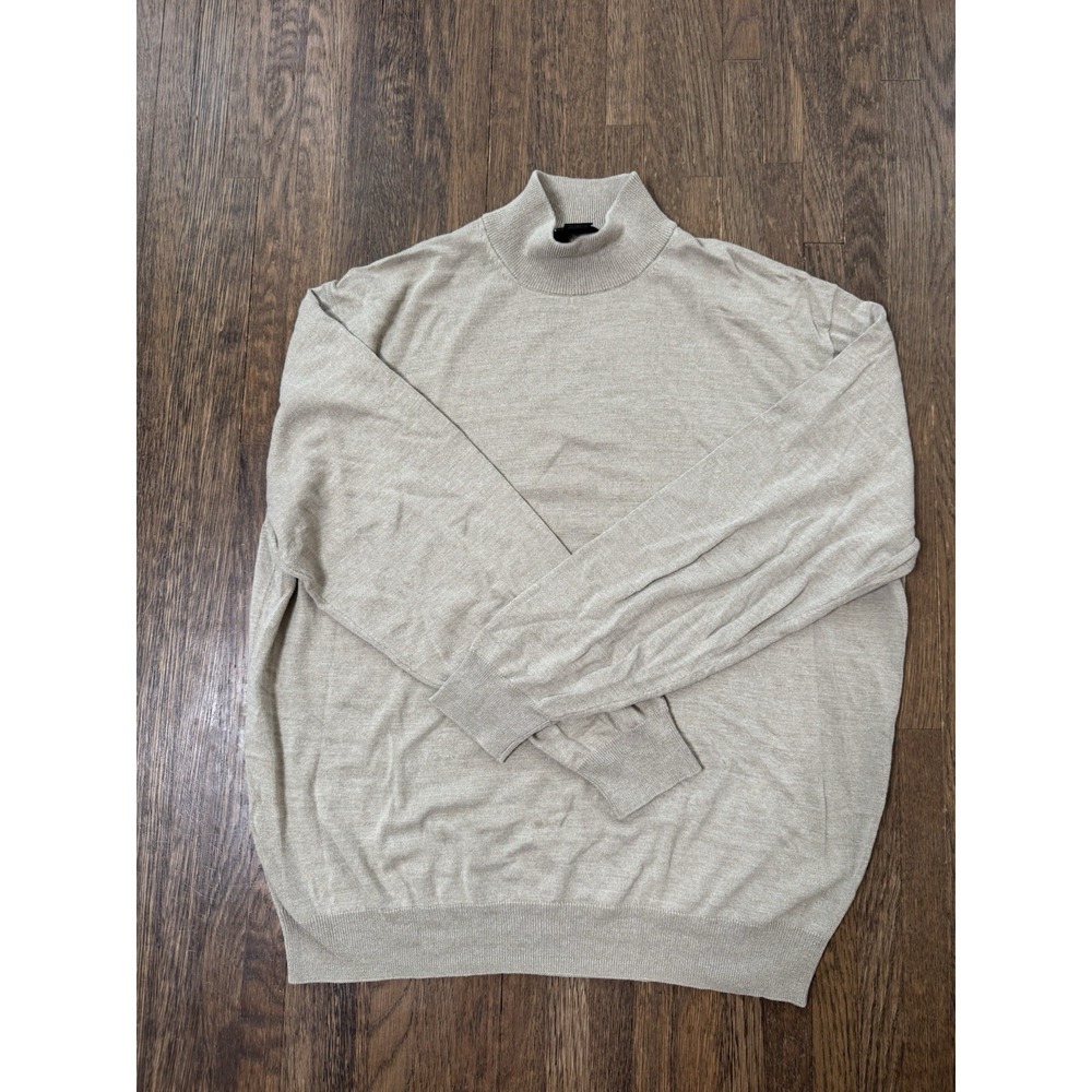 Jos. A Bank Signature Collection 100% Silk Mock Neck Sweater XXL Beige Men's